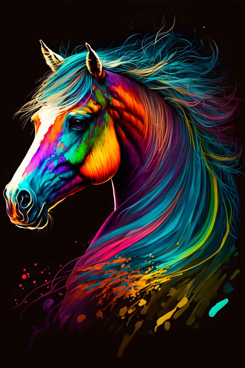 AB Diamond Painting - Pferd seitlich bunt