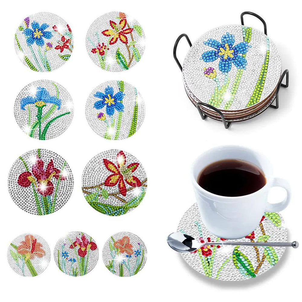 Orchideenbl¨¹te Diamond Painting Untersetzer 9Pcs