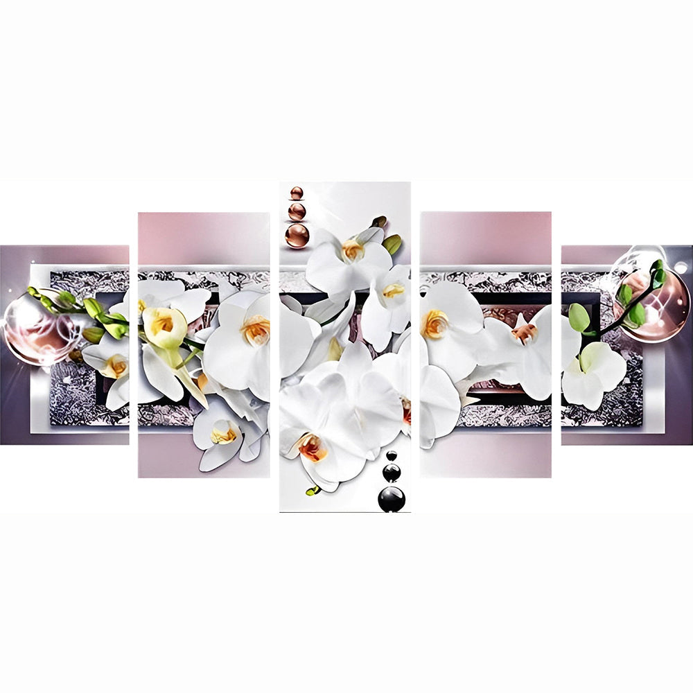 Wei?e Magnolien Diamond Painting 5 teilig