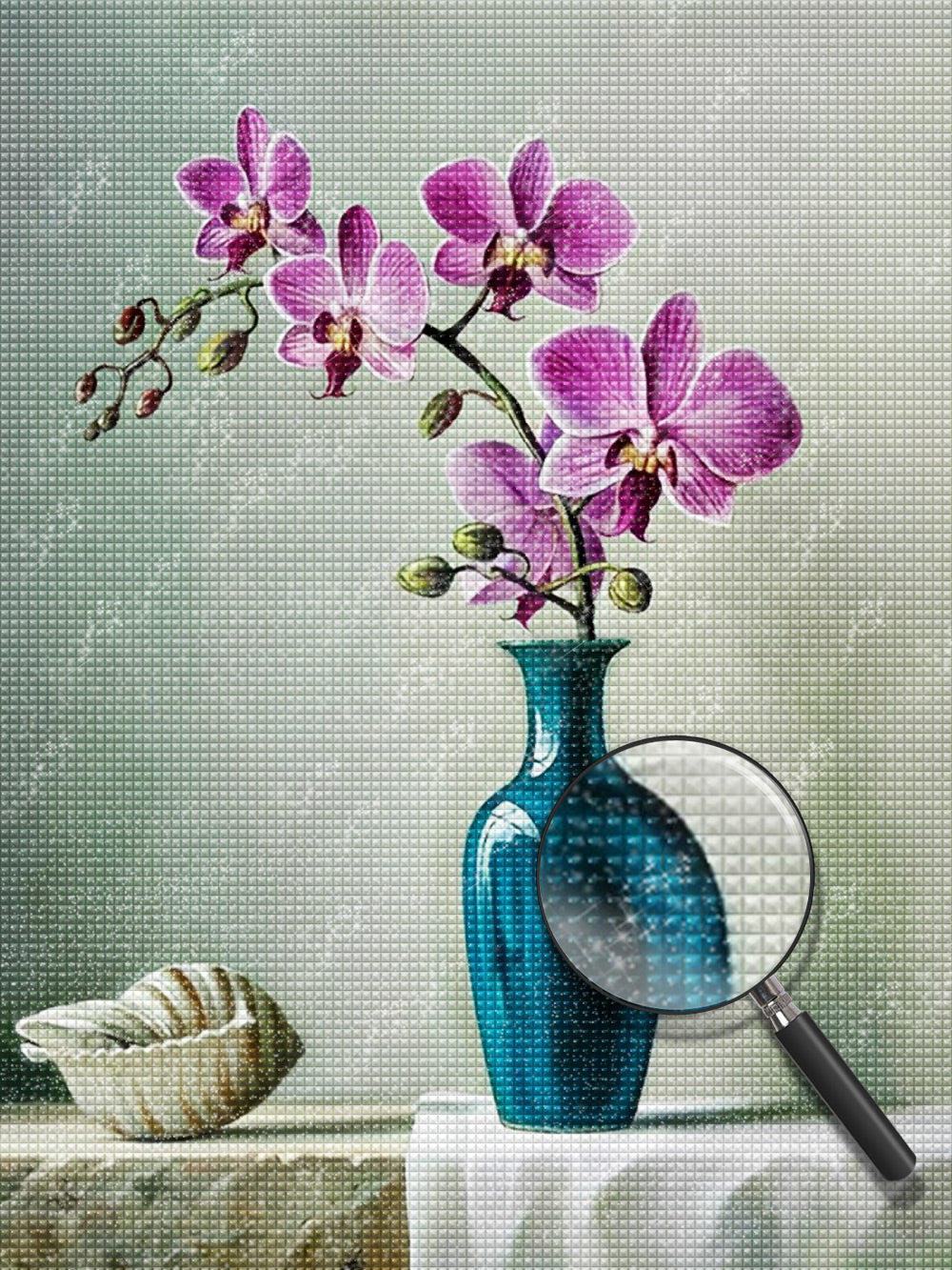 Blumen in der gr¨¹nen Vase Diamond Painting