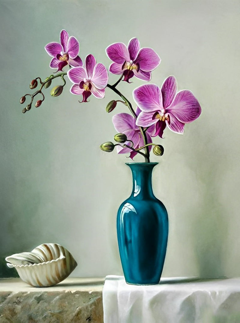 Blumen in der gr¨¹nen Vase Diamond Painting