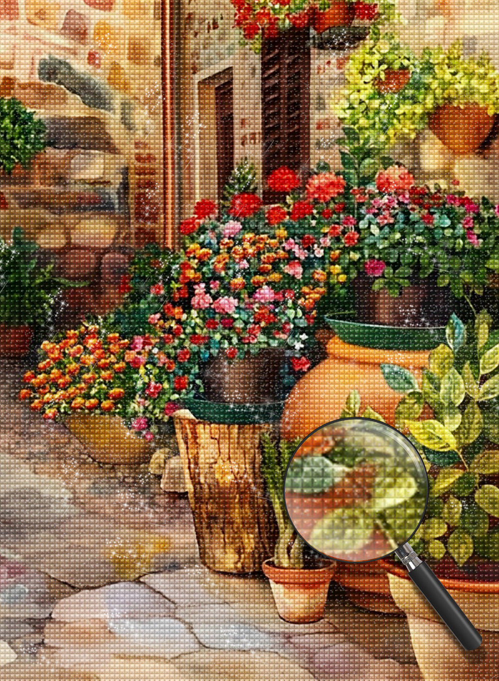 Topfpflanze au?erhalb des Hauses Diamond Painting