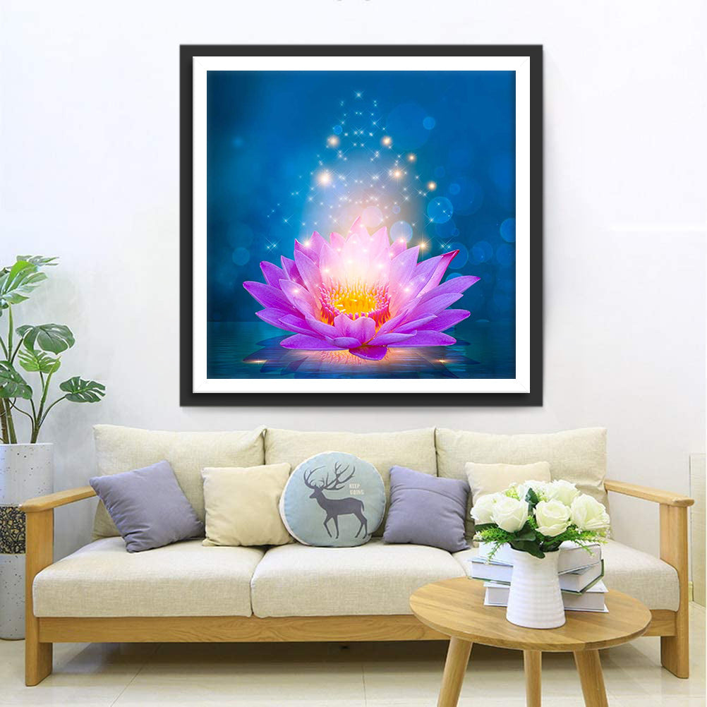 Gl¨¹hender lila Lotus Diamond Painting