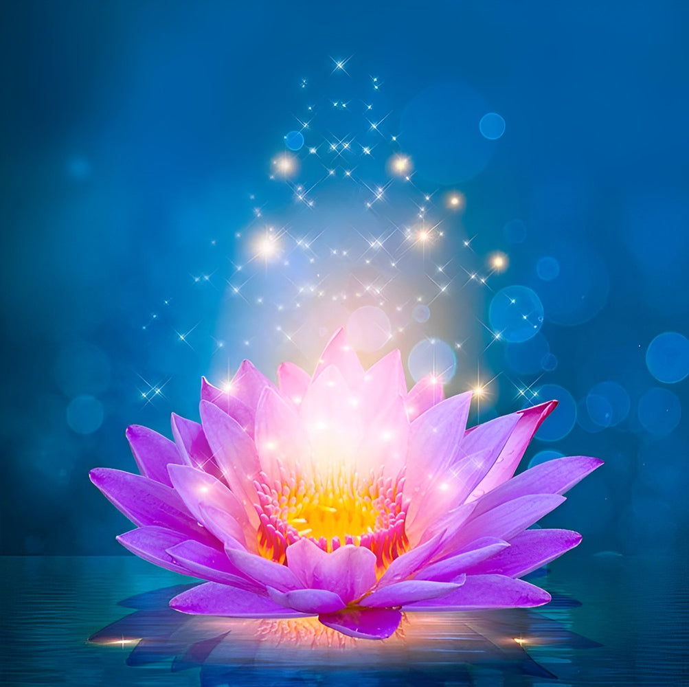 Gl¨¹hender lila Lotus Diamond Painting
