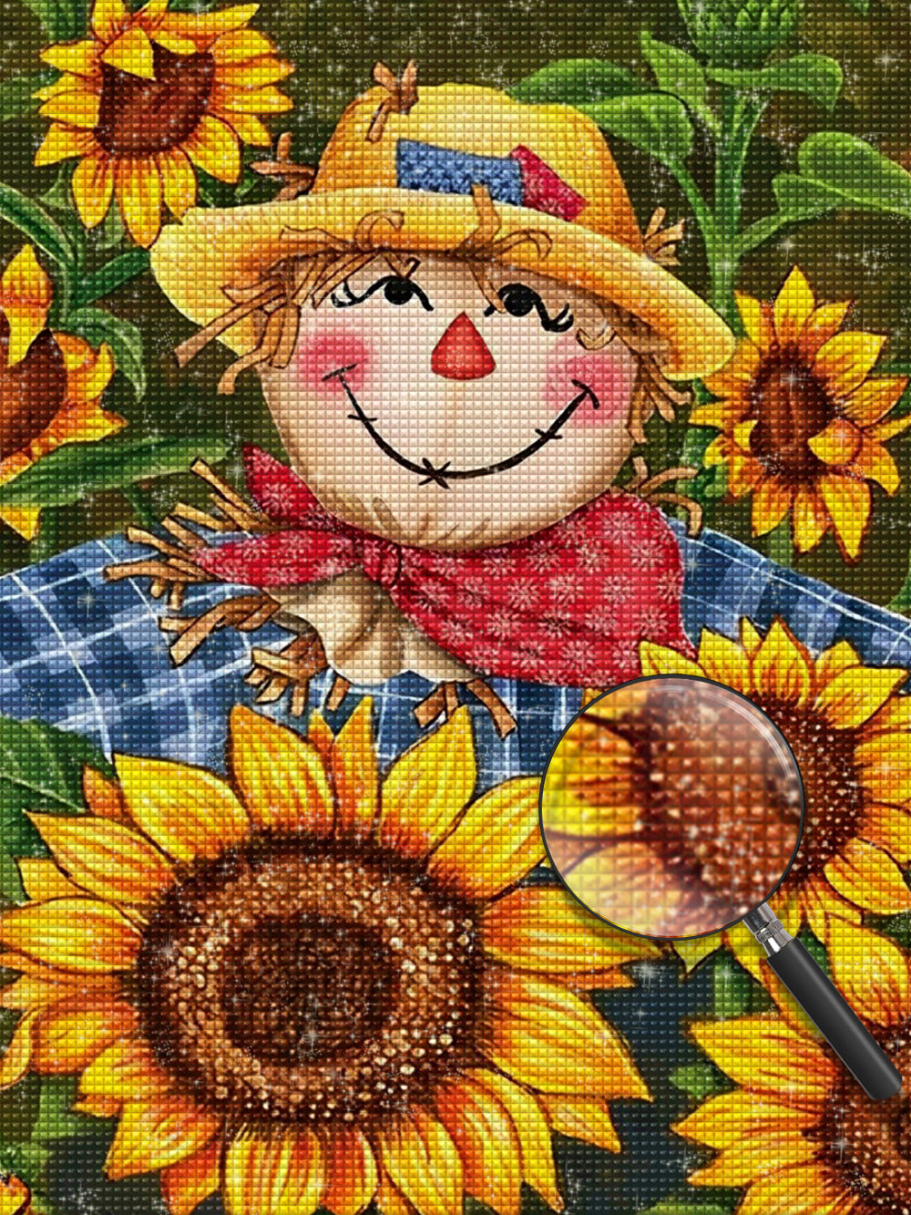 Peinture au diamant de tournesols et de poupées