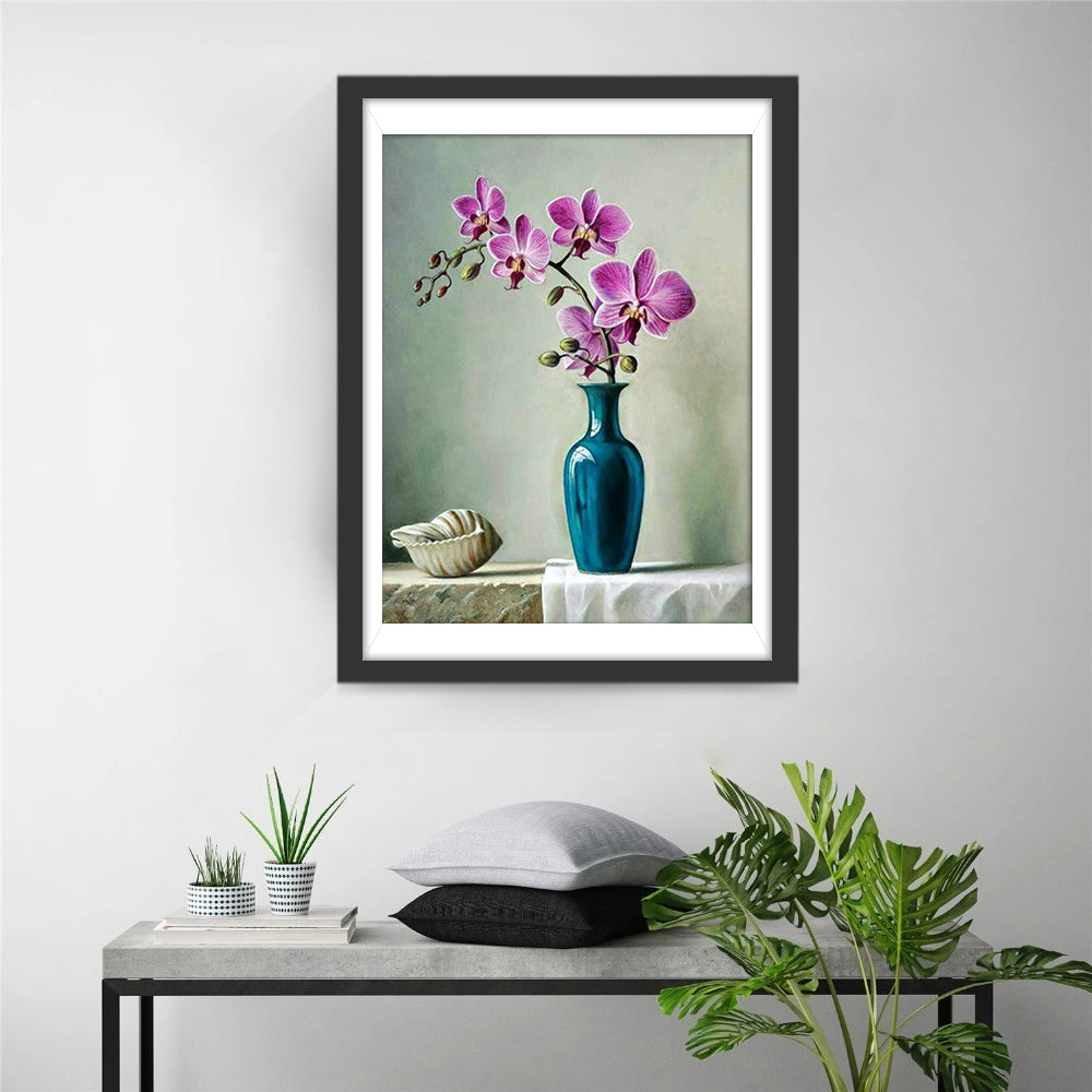 Blumen in der gr¨¹nen Vase Diamond Painting