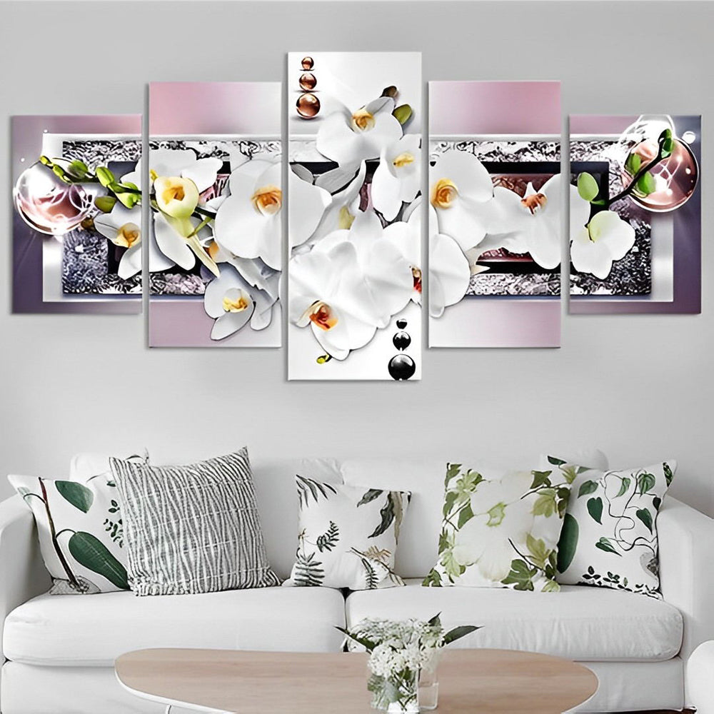 Wei?e Magnolien Diamond Painting 5 teilig