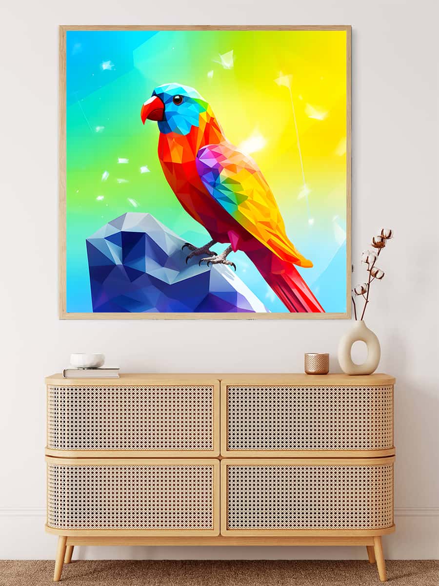 AB Diamond Painting - Diamant Papagei auf Stein