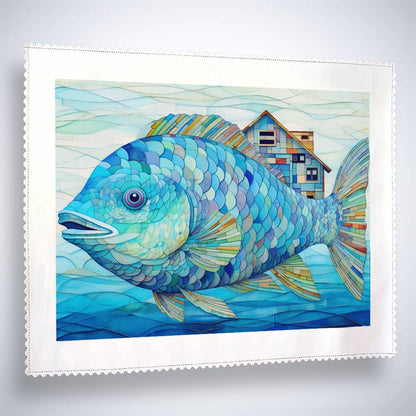 The fat blue fish with the house