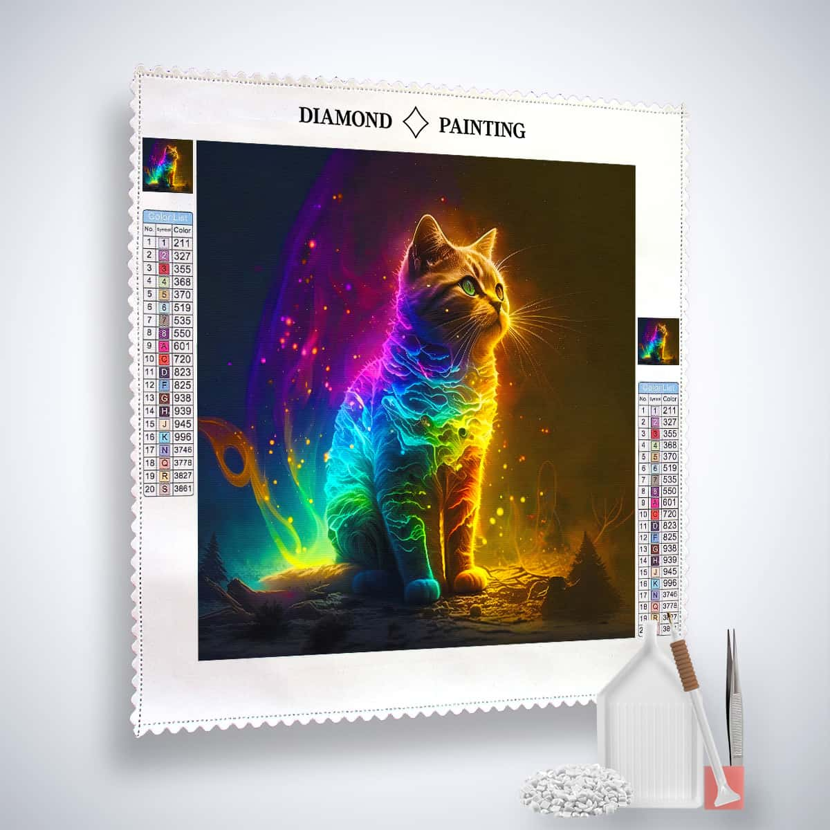 AB Diamond Painting - Neon Katze im Weltall