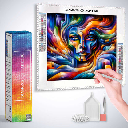 AB Diamond Painting - Bunte Frau Futuristisch