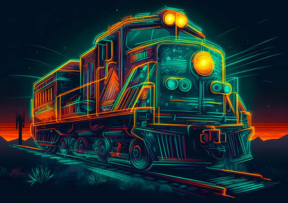 AB Diamond Painting - Train at night in the light