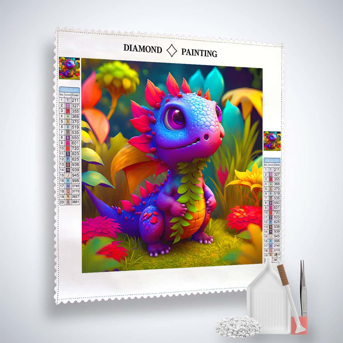 Peinture diamant AB – Bébé dragon dans la forêt magique