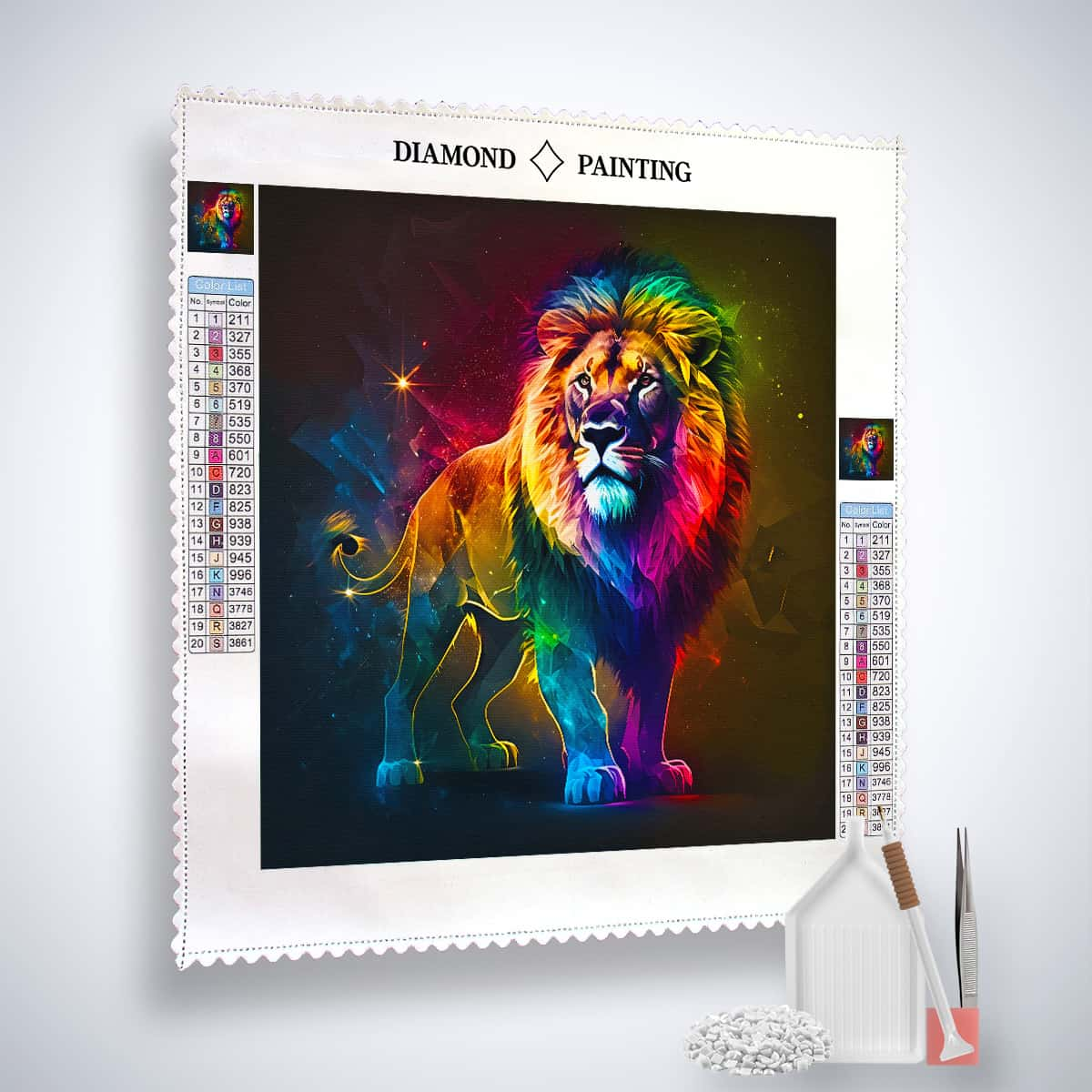 Peinture diamant AB – Lion néon dans l'espace