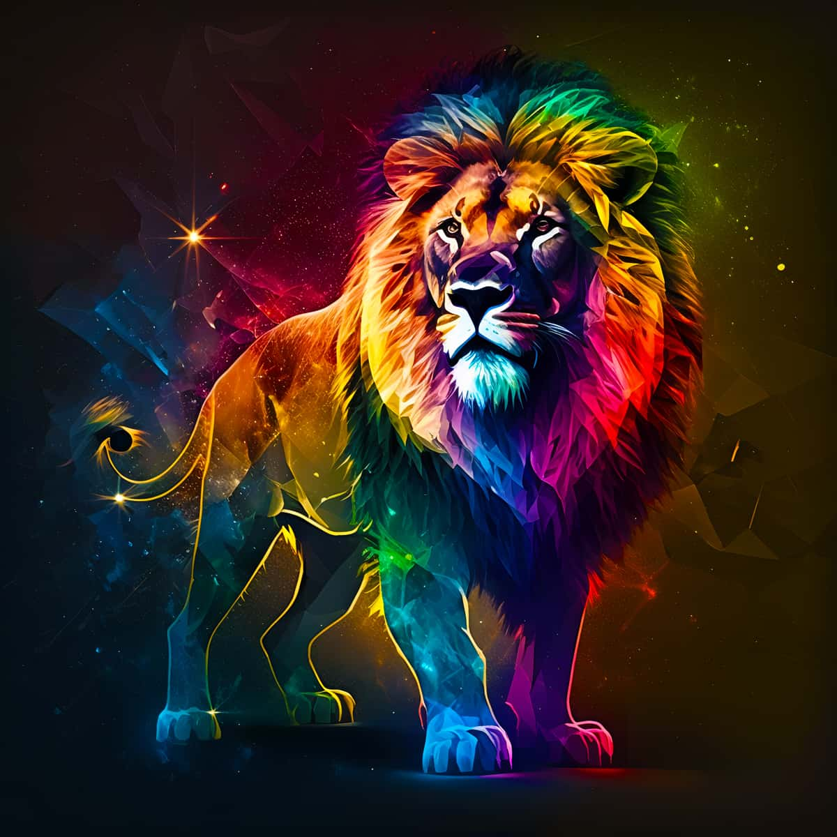 AB Diamond Painting - Neon Lion in Space