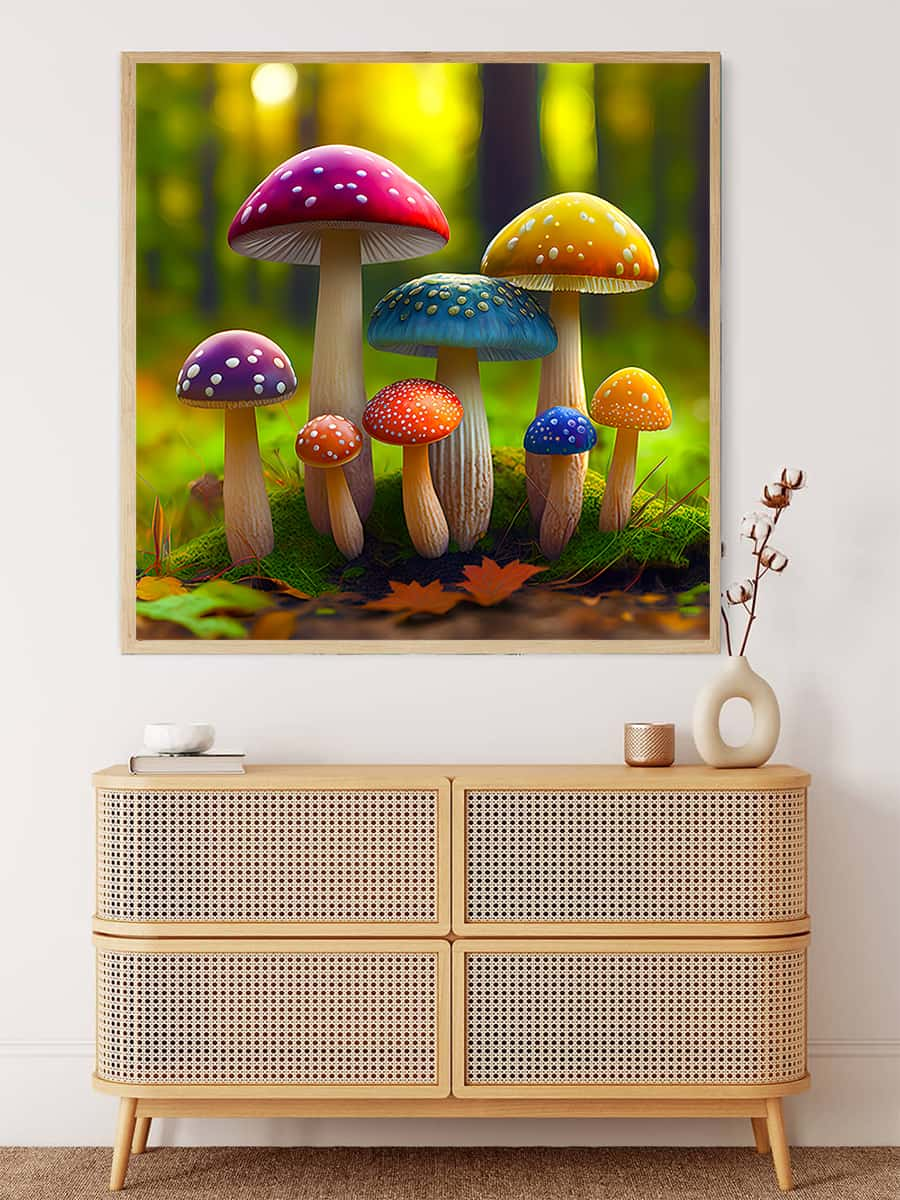 AB Diamond Painting - Rainbow Mushrooms in the Forest