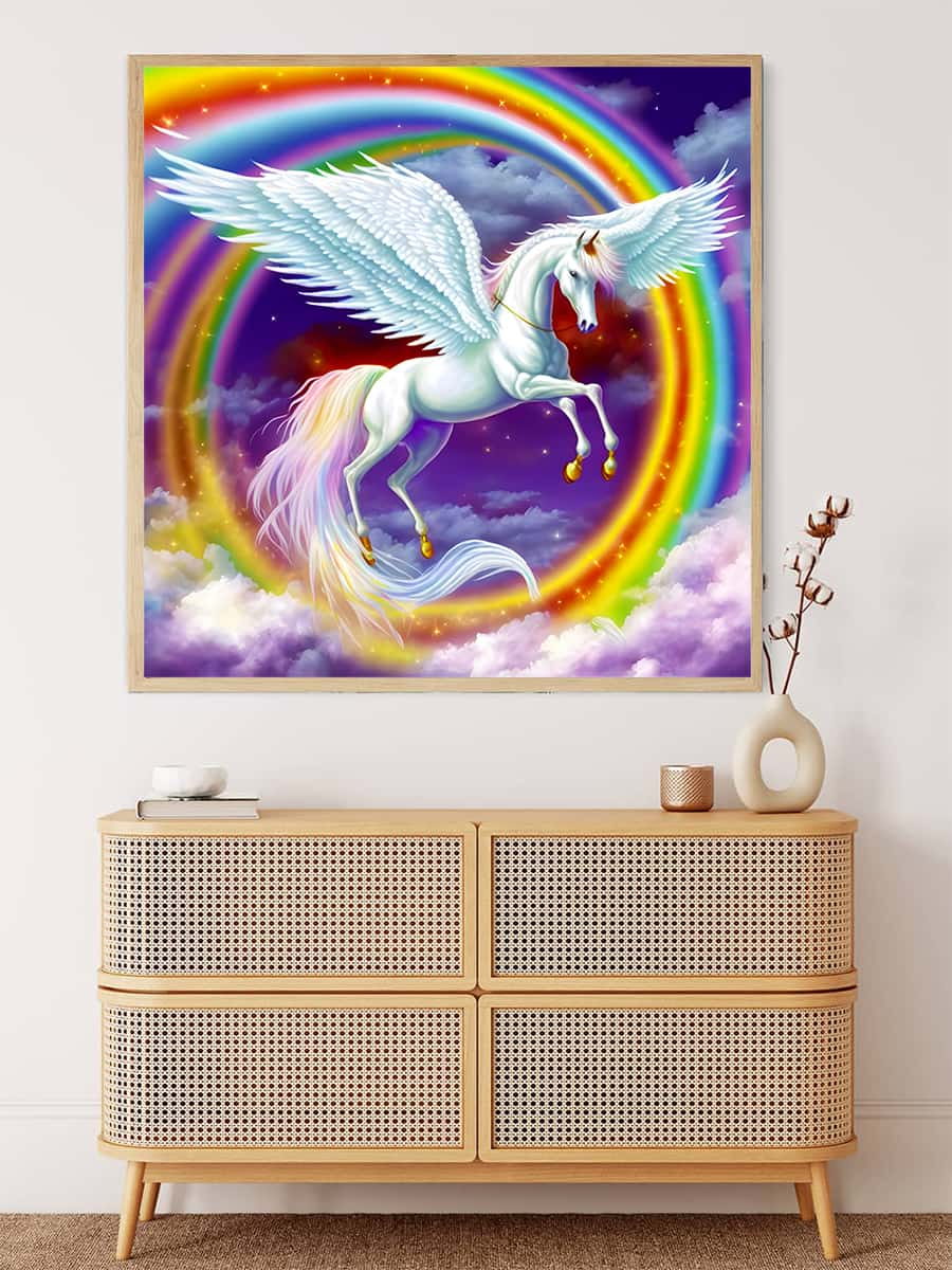 AB Diamond Painting - Fliegendes Einhorn im Regenbogen