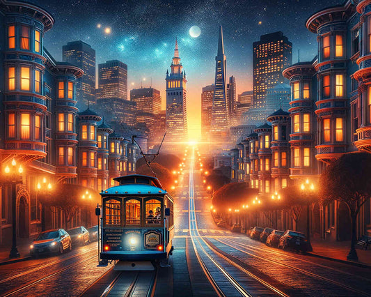 Stra?enbahn in San Francisco am Abend