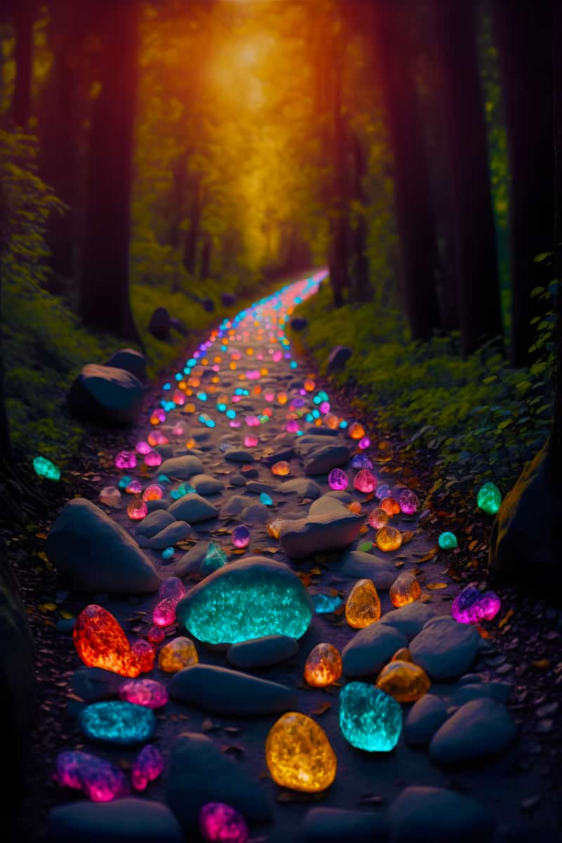 AB Diamond Painting - Chemin avec des pierres lumineuses