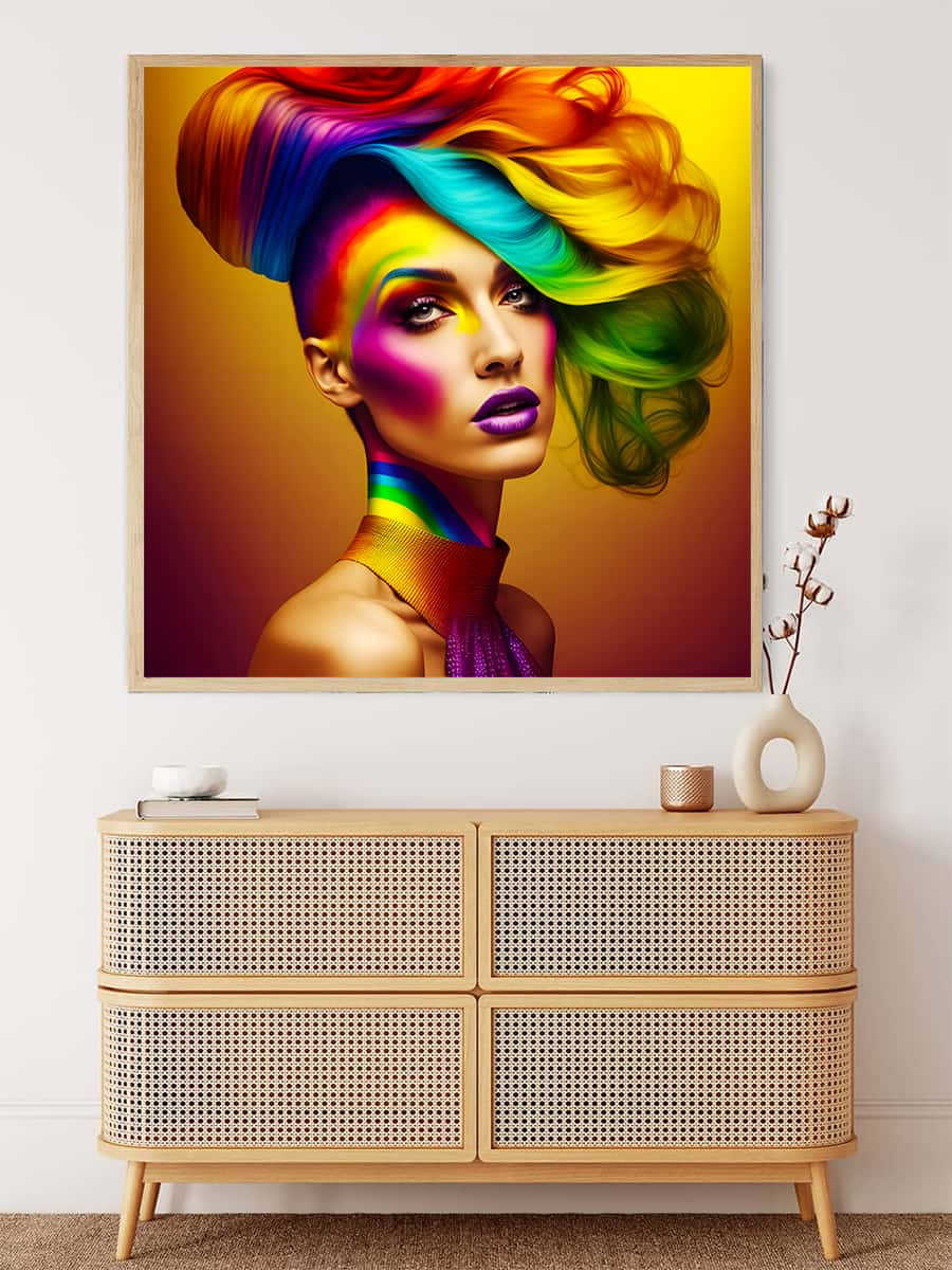 AB Diamond Painting - Femme avec coiffure arc-en-ciel