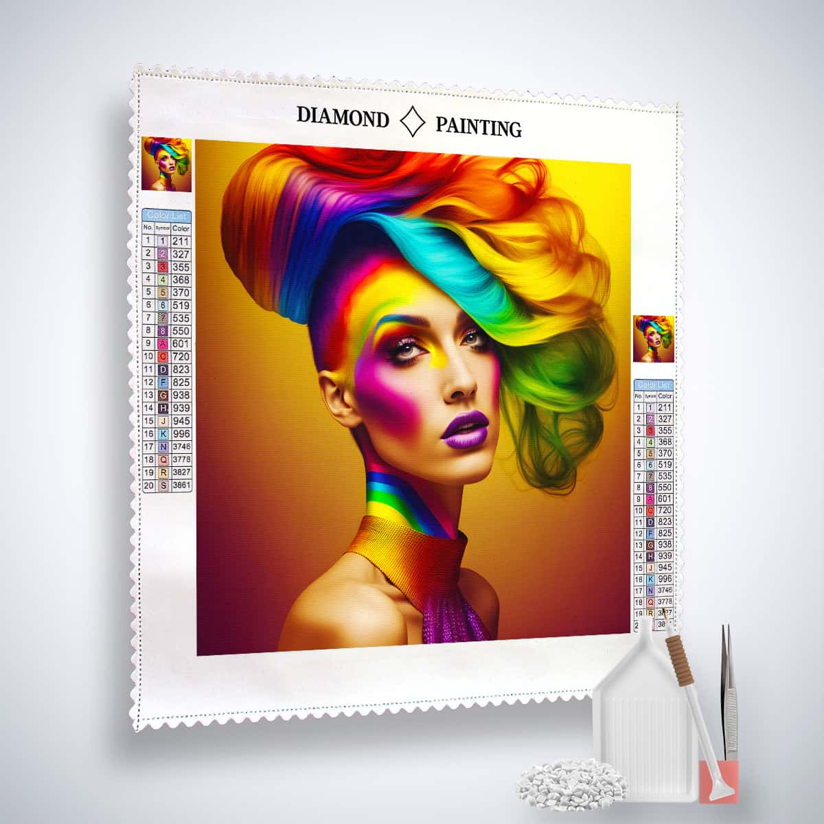 AB Diamond Painting - Femme avec coiffure arc-en-ciel