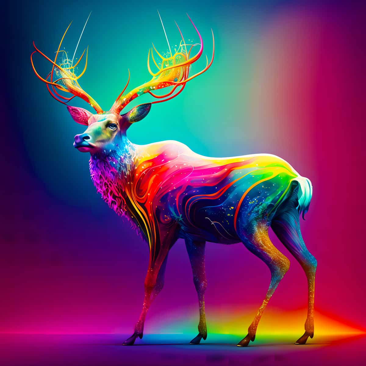 AB Diamond Painting - Rainbow Deer in the Light