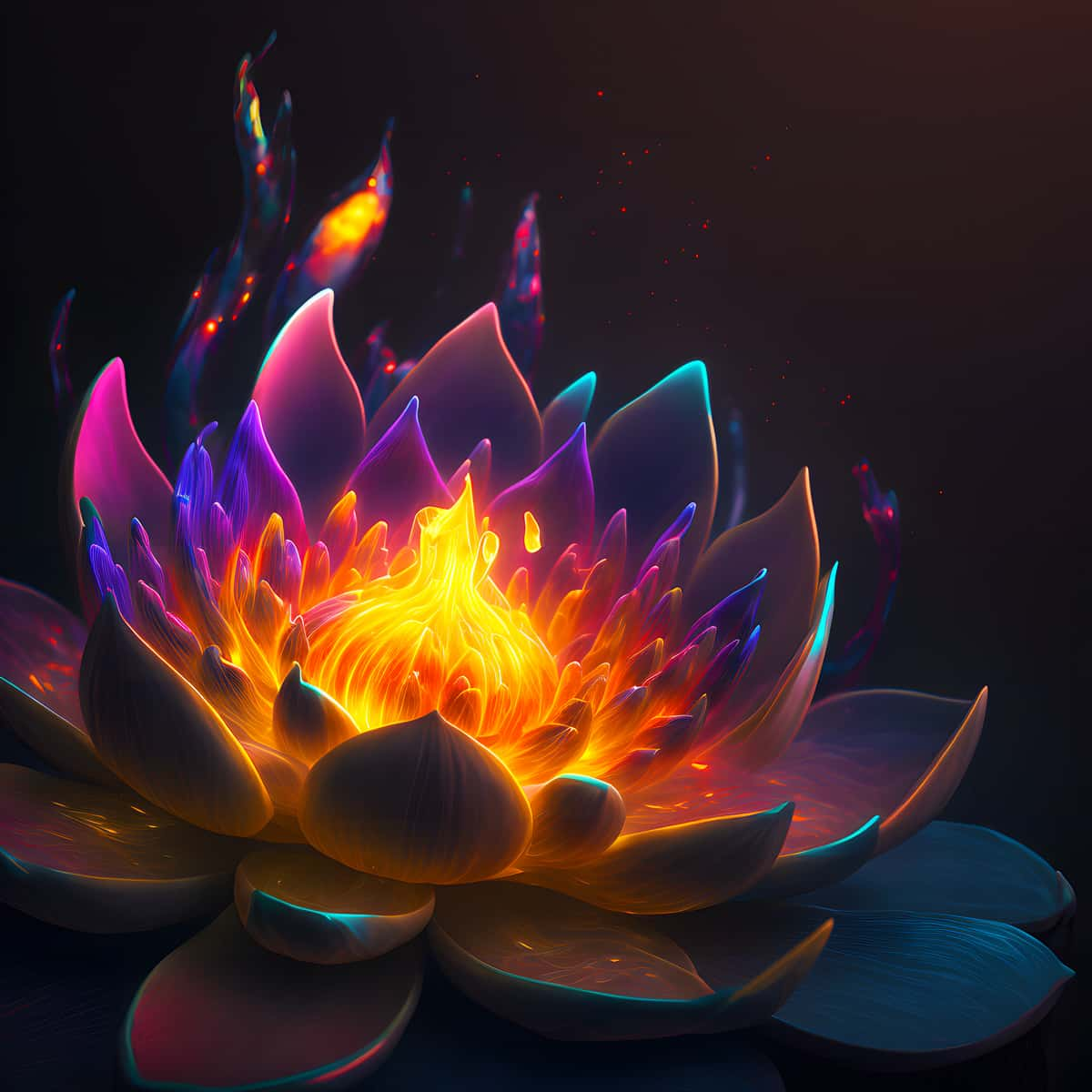 AB Diamond Painting - Fire Flower at Night