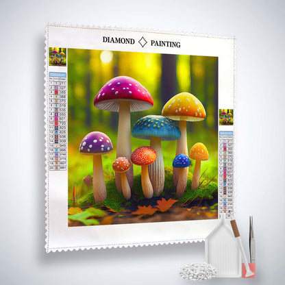 AB Diamond Painting - Rainbow Mushrooms in the Forest