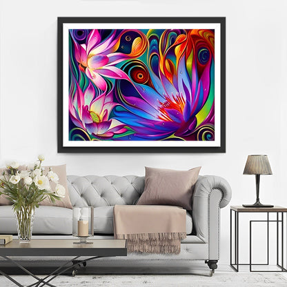 Abstract colorful lotus flowers diamond painting