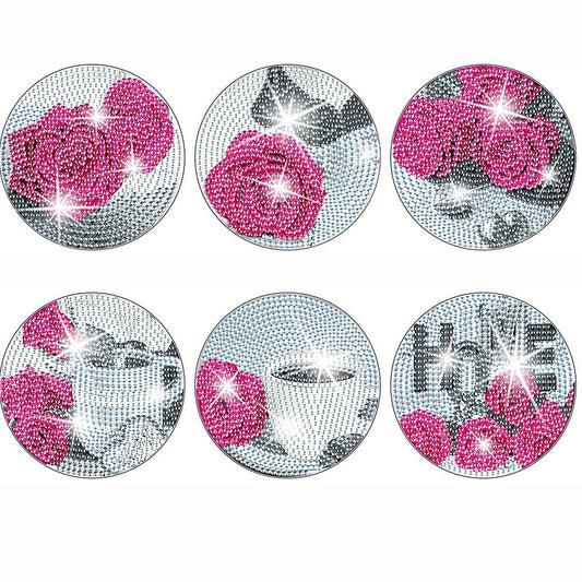 Rose Diamond Painting Untersetzer 6Pcs