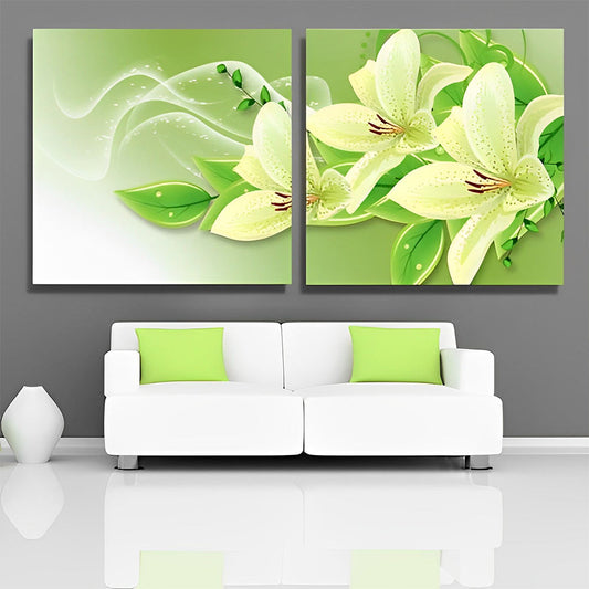 Gr¨¹ne Lilien Diamond Painting 2 teilig