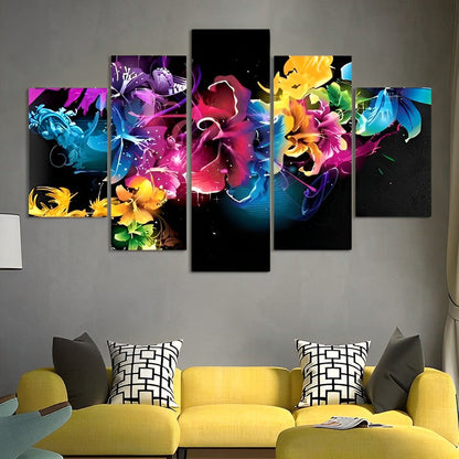 Peinture diamant fleurs abstraites colorées 5 pièces