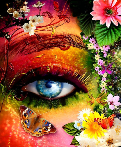 Eye Flowers Butterflies Diamond Painting