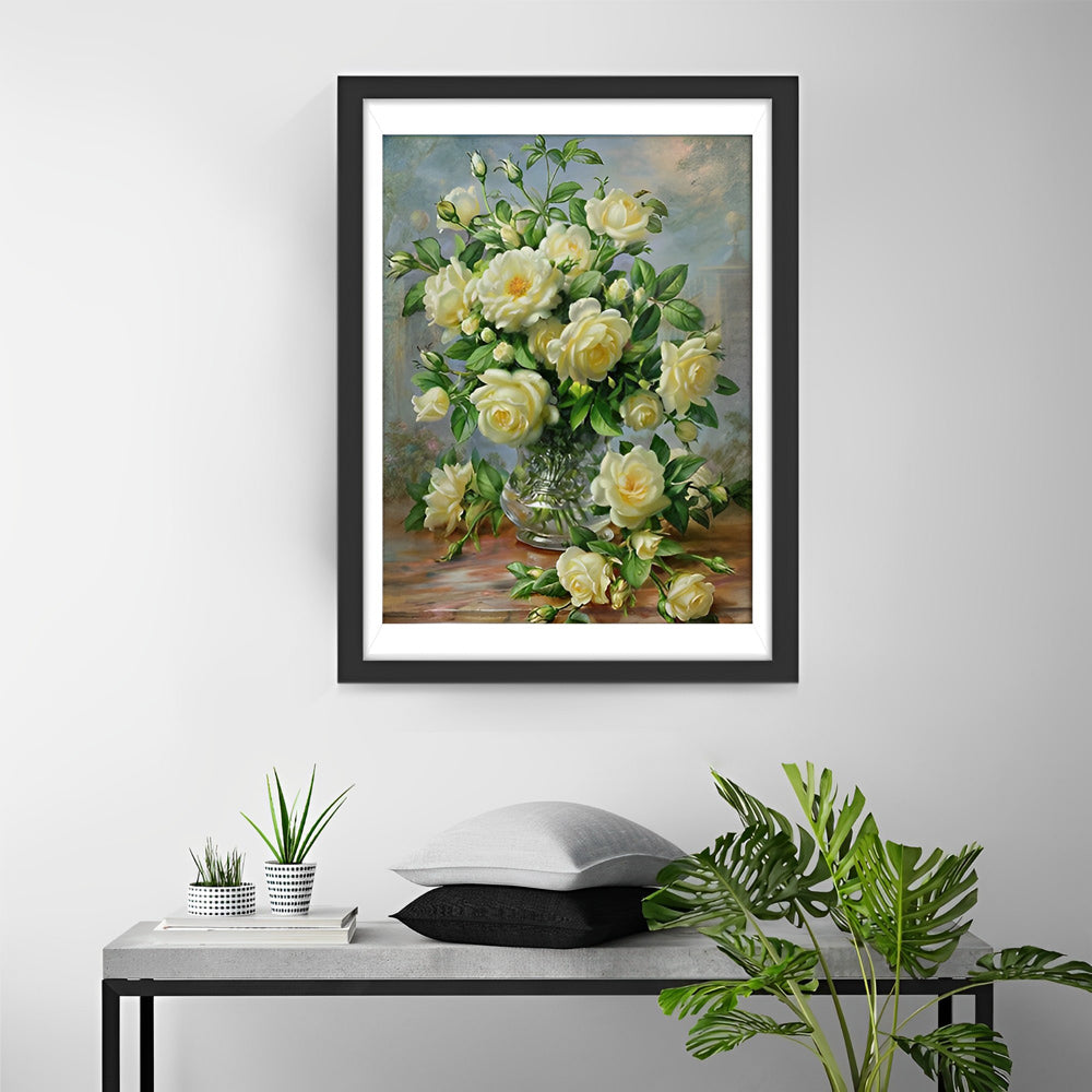 Hellgelbe Rosen Diamond Painting