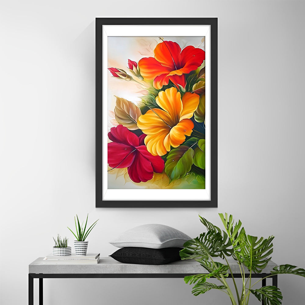 Flowers in three colors Diamond Painting