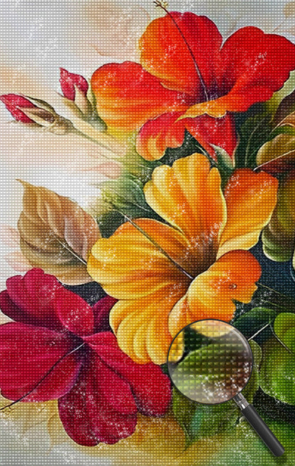 Flowers in three colors Diamond Painting