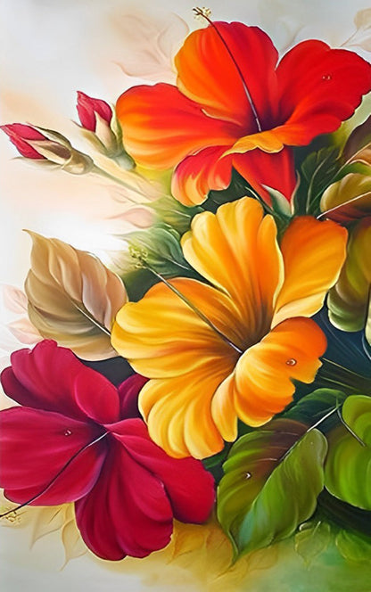 Flowers in three colors Diamond Painting