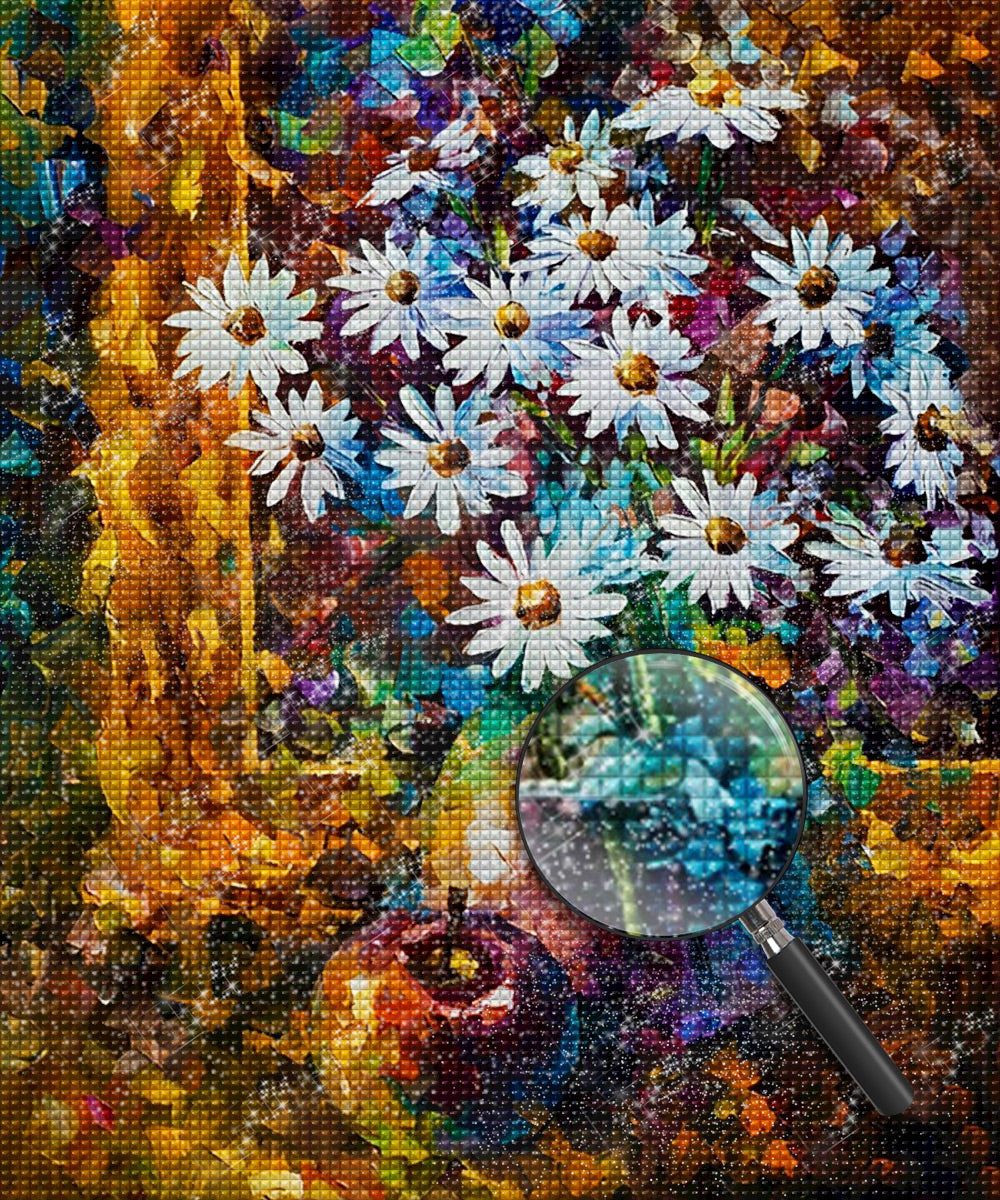 White Daisy and Apple Diamond Painting