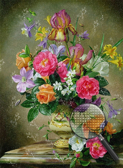 Colorful flowers in a vase diamond painting