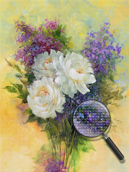 White Peonies and Lilacs Diamond Painting