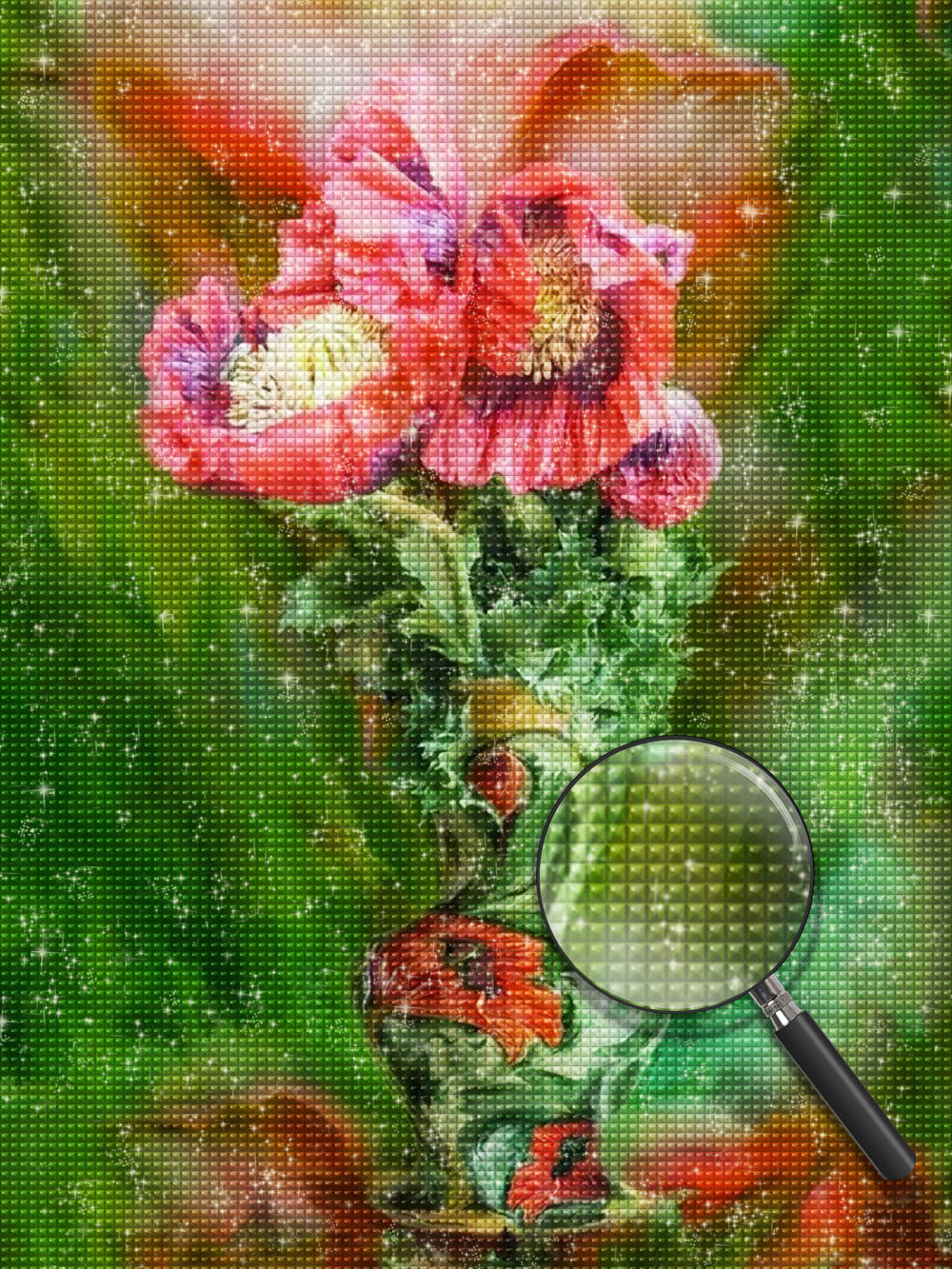 Pink flowers in the vase diamond painting