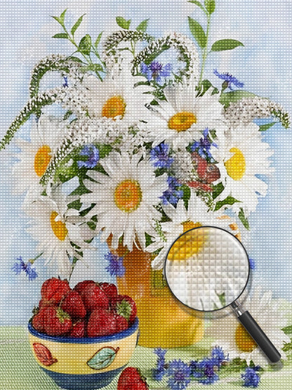 Daisies and Strawberries Diamond Painting