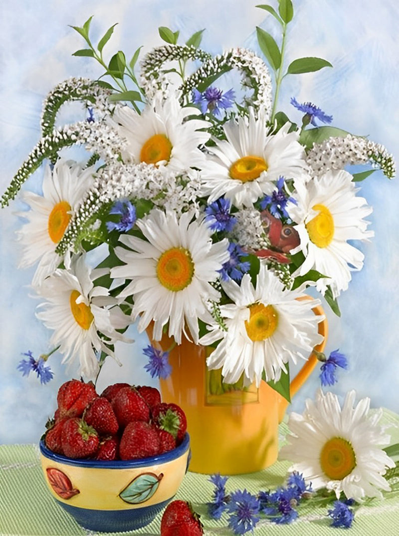 Daisies and Strawberries Diamond Painting