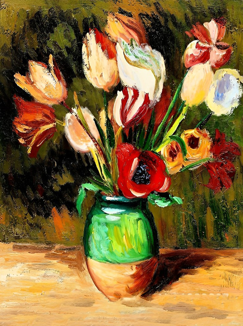 Abstract Tulips in Vase Diamond Painting