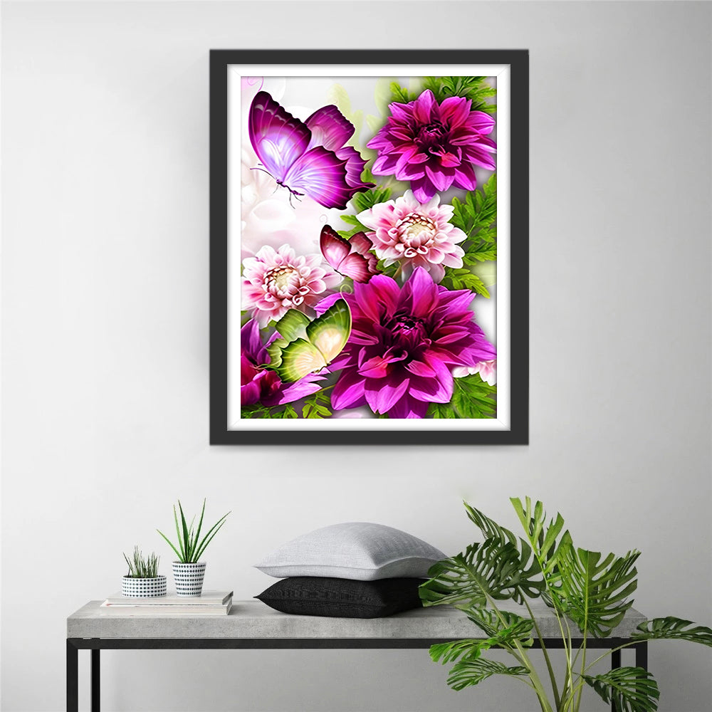 Peinture diamant fleurs et papillons