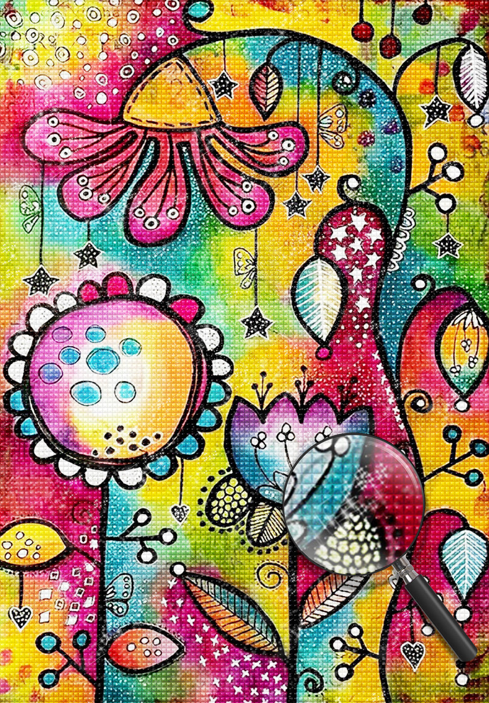 Peinture diamant fleurs abstraites