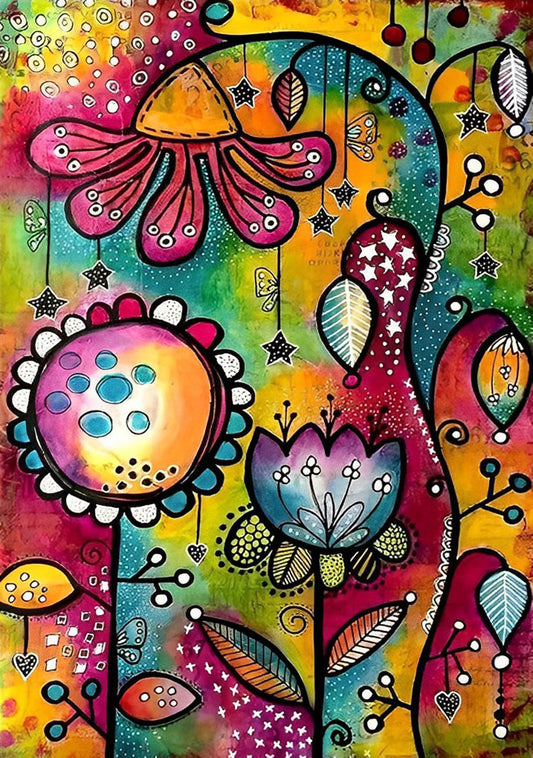 Peinture diamant fleurs abstraites