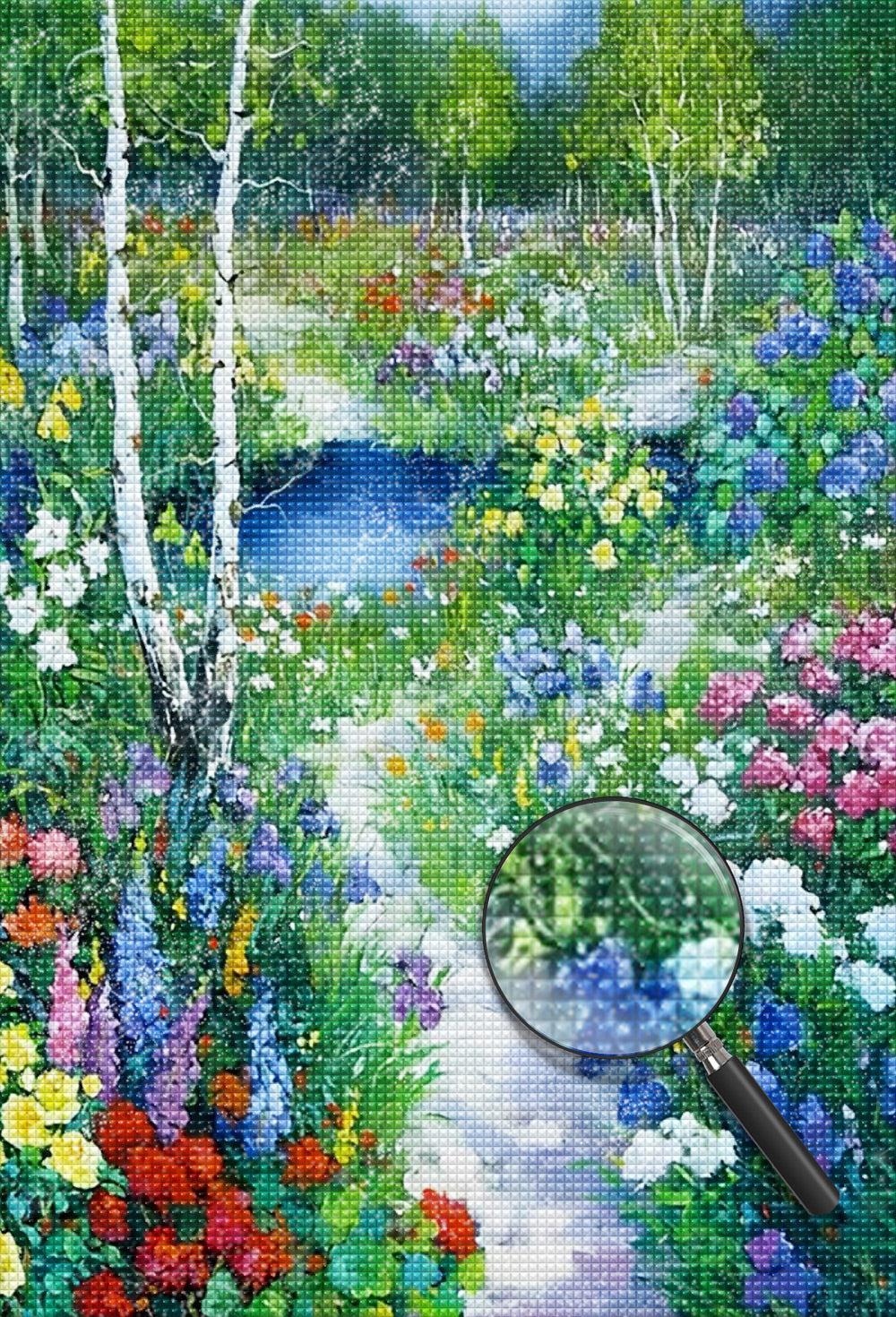 Fleurs dans la peinture au diamant de la forêt