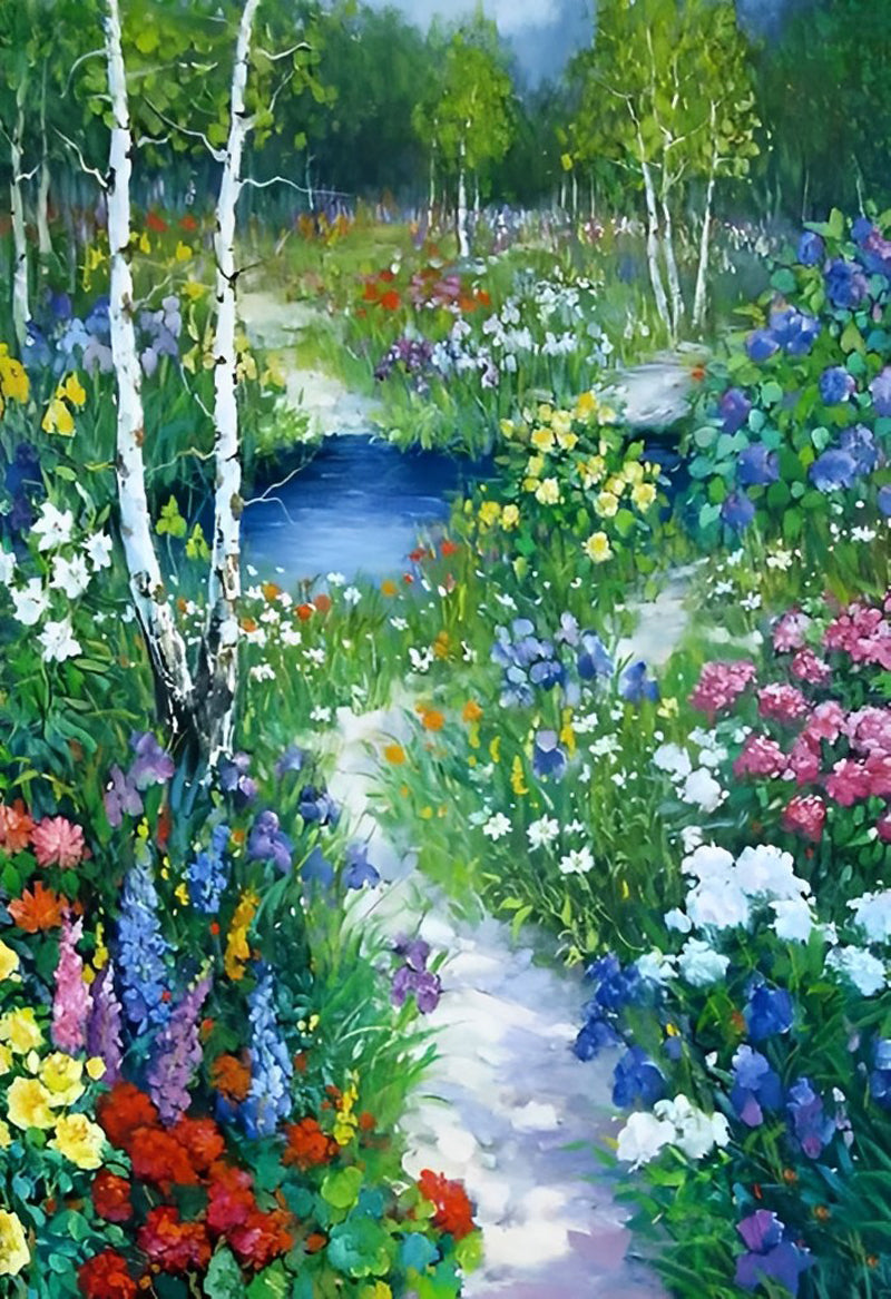 Blumen im Wald Diamond Painting