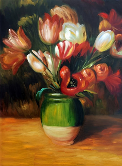 Tulipes dans la peinture au diamant du vase vert